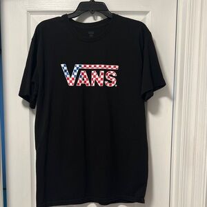 Vans Black T-Shirt with Red and Blue Logo